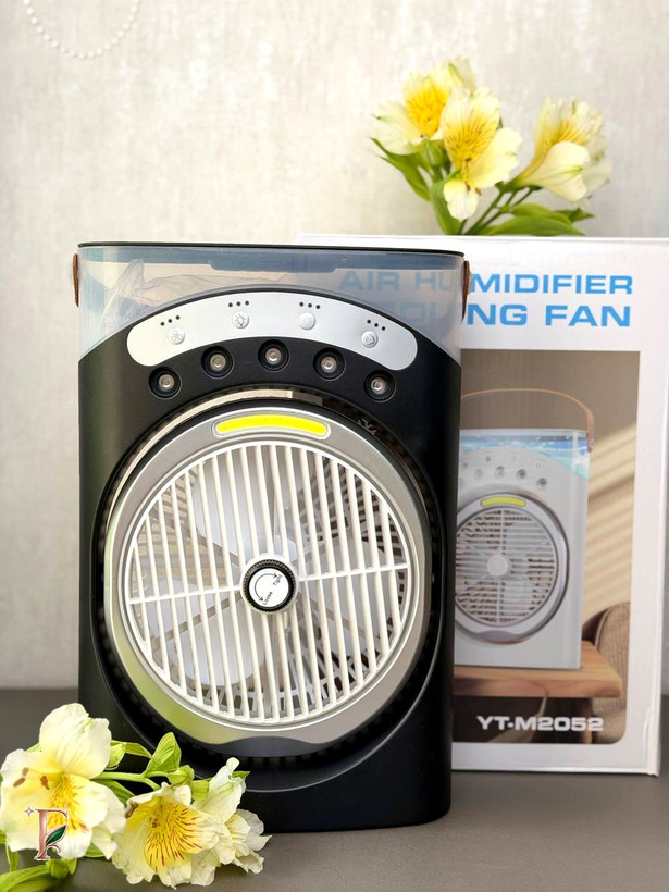 پنکه رومیزی شارژی مهپاش LEDدار | باتری 3600 میلیآمپرساعت و قابلیت خنککنندگی